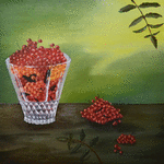 Rönnbär i glas // 30 x 30 cm