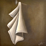 Tygtrasa med blå kant // 